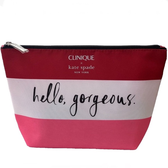 Clinique x Kate Spade New York Hello Gorgeous Bag Cosmetic Bag stripe bag New - Picture 3 of 7